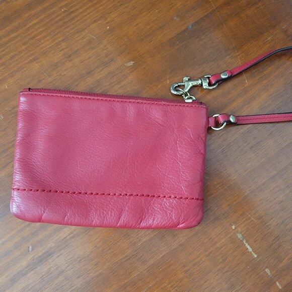 COACH Red Leather Zippered Wristlet Coin Purse 6” x 4” - Picture 5 of 12